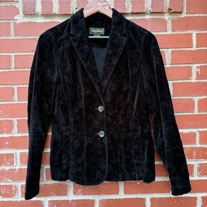 Eddie Bauer Black Velvet Embroidered Blazer Dark Academia Gothic Y2K Size 6